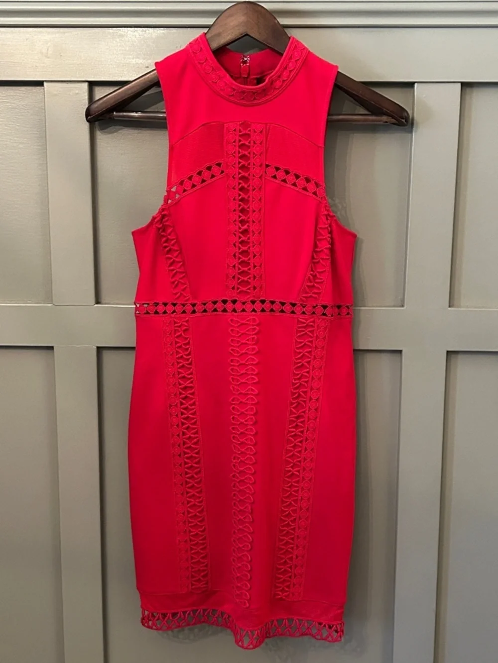 Free People Sky Scraper Mini Dress Red Crochet Lace Size XS